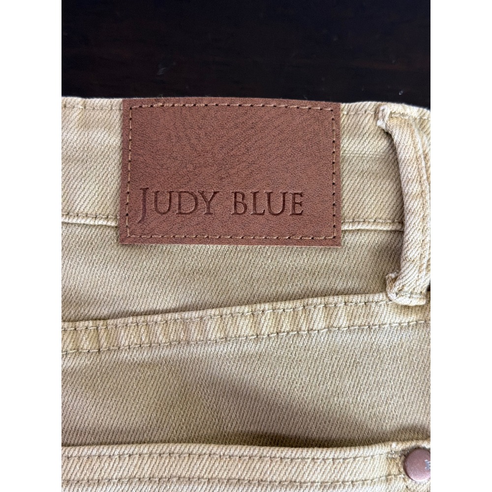 Judy‎ Blue Womens 11/30 Cropped Jeans Tan Khaki Excellent Garment Dyed Stretch - Picture 9 of 10